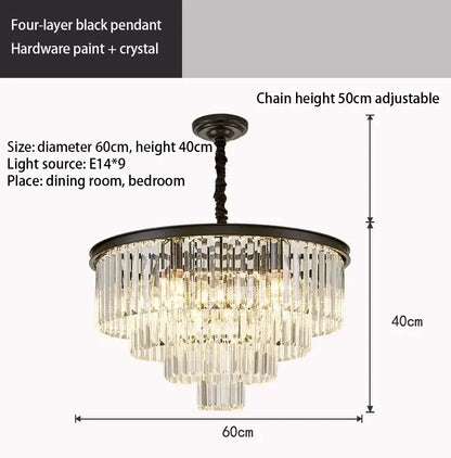 Decorbites crystal gold chandelier black & amber living room light