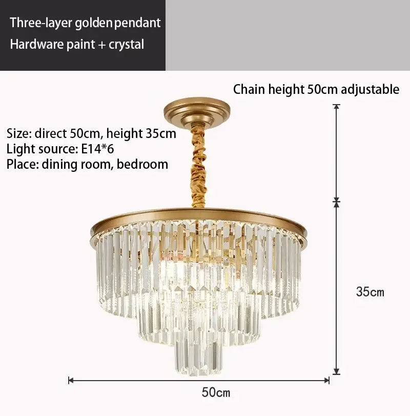 Decorbites crystal gold chandelier black & amber living room light