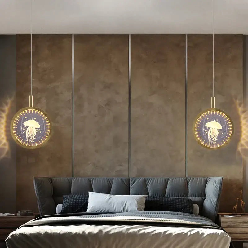 crystal jellyfish chandelier gold bedroom pendant light