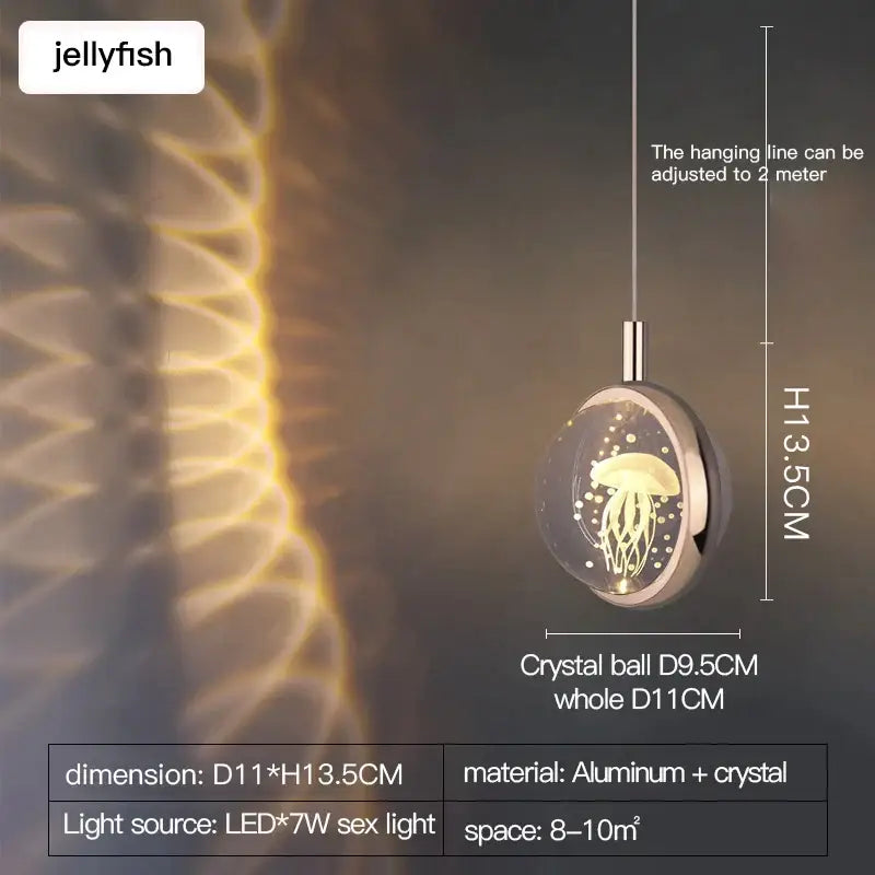 crystal jellyfish chandelier gold bedroom pendant light