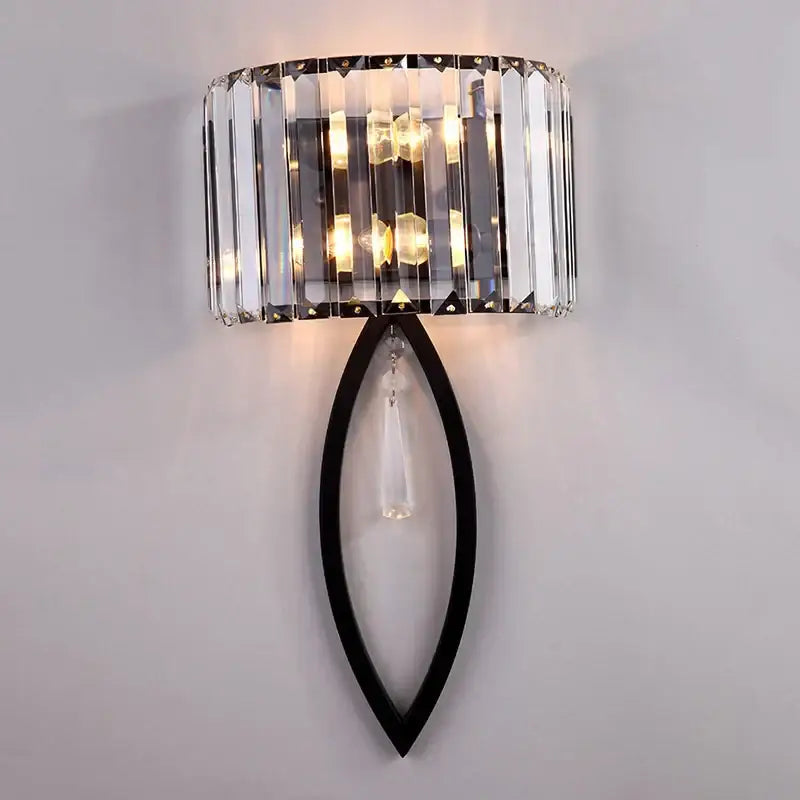 crystal led black wall lamp with droplet for bedroom