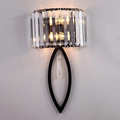 crystal led black wall lamp with droplet for bedroom