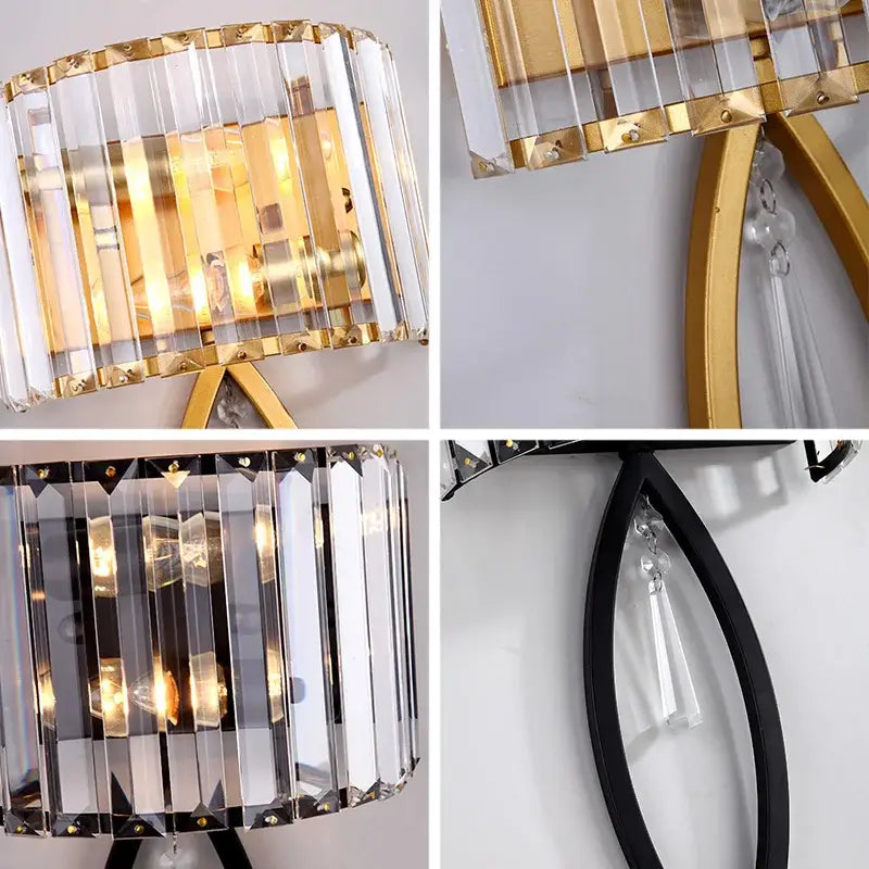 crystal led black wall lamp with droplet for bedroom