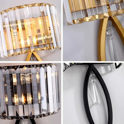 crystal led black wall lamp with droplet for bedroom