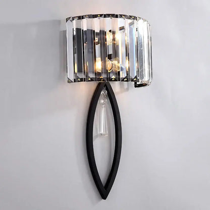 crystal led black wall lamp with droplet for bedroom