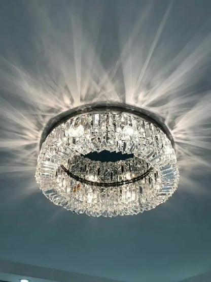 Modern gold multi tier crystal led ceiling light dining room