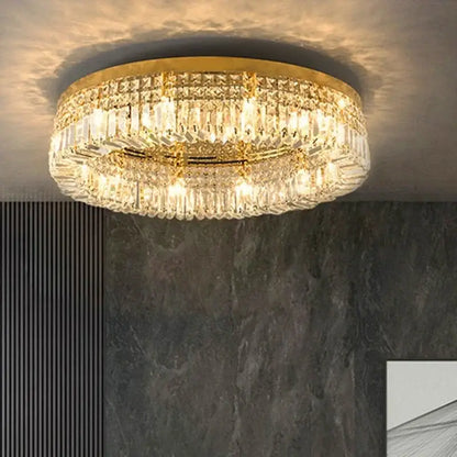 Modern gold multi tier crystal led ceiling light dining room