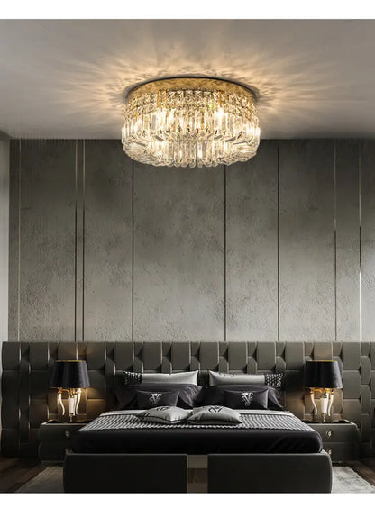 Modern gold multi tier crystal led ceiling light dining room