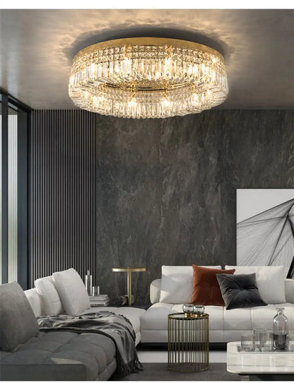 Modern gold multi tier crystal led ceiling light dining room