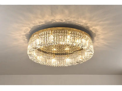 Modern gold multi tier crystal led ceiling light dining room