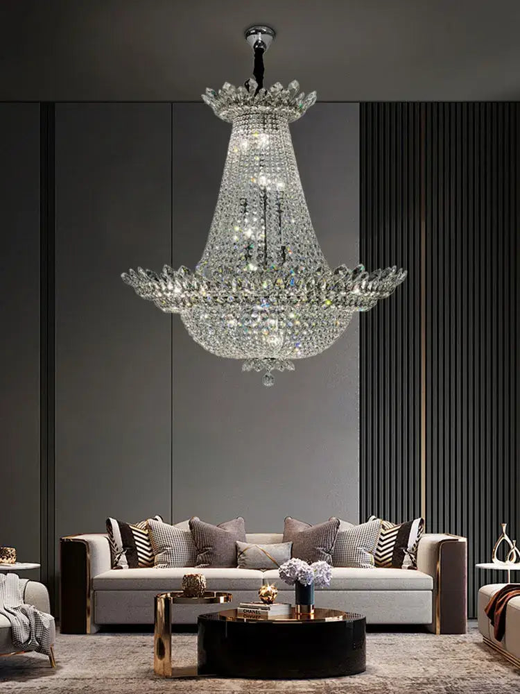 crystal led chandelier chrome multi tier living room light