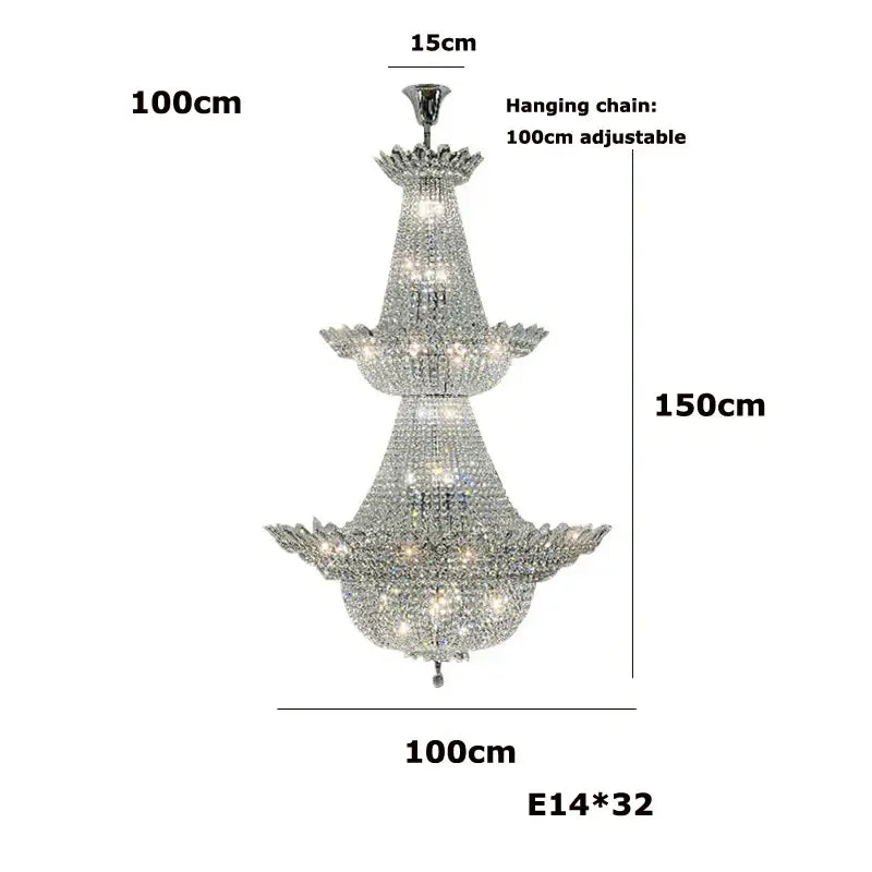 crystal led chandelier chrome multi tier living room light