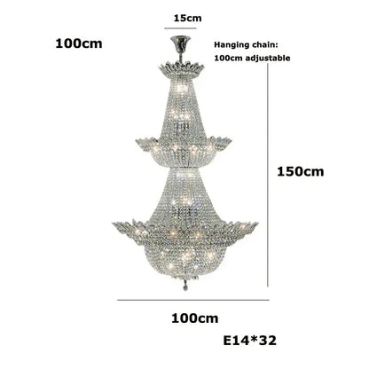 crystal led chandelier chrome multi tier living room light