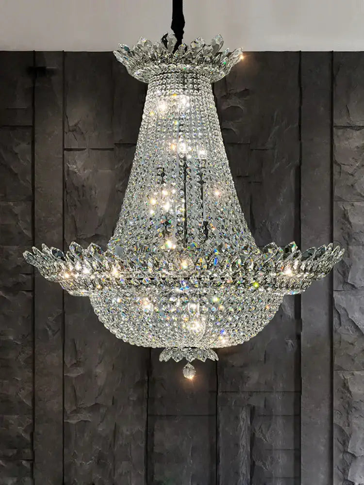crystal led chandelier chrome multi tier living room light