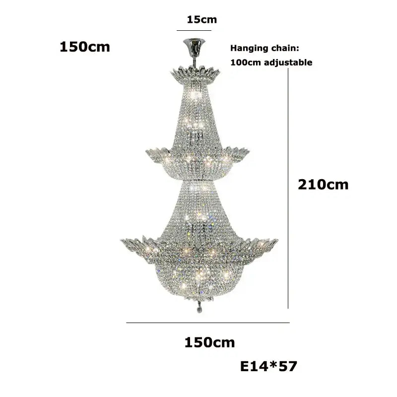 crystal led chandelier chrome multi tier living room light