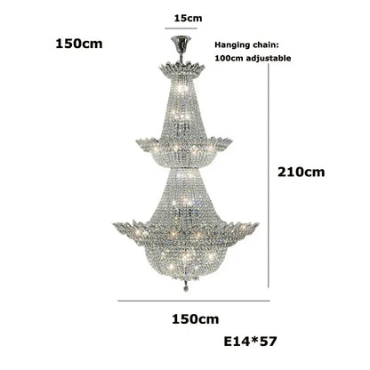 crystal led chandelier chrome multi tier living room light