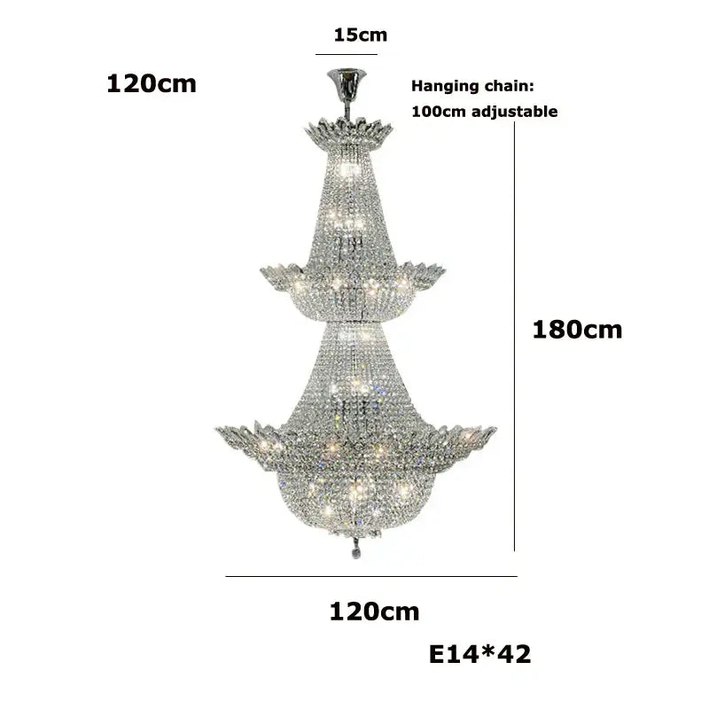 crystal led chandelier chrome multi tier living room light