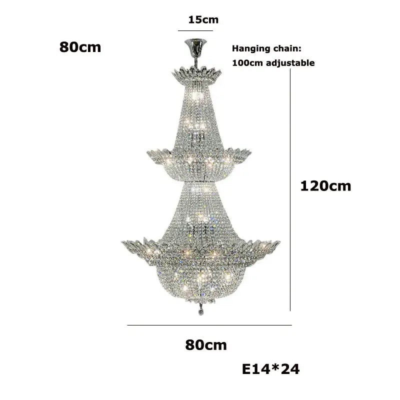 crystal led chandelier chrome multi tier living room light