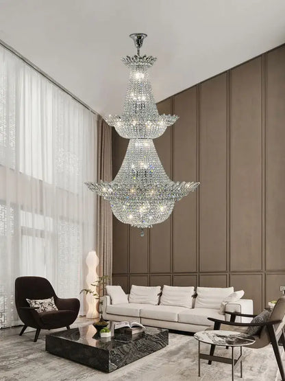 crystal led chandelier chrome multi tier living room light