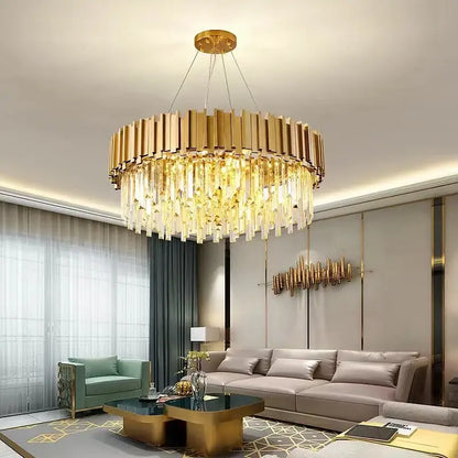 crystal led chandelier gold brass lamp for living room