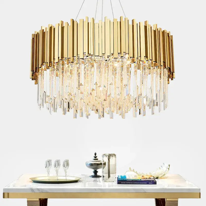 crystal led chandelier gold brass lamp for living room