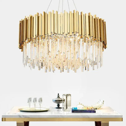 crystal led chandelier gold brass lamp for living room