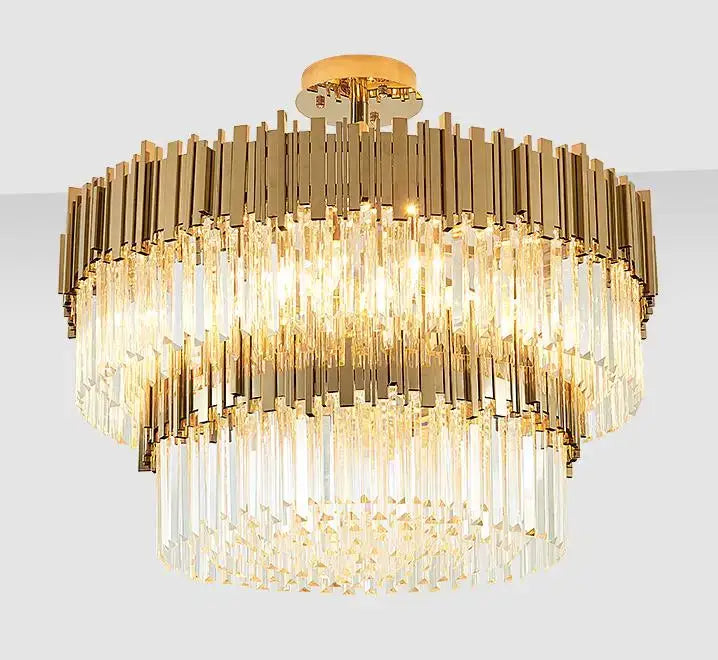 crystal led chandelier gold brass lamp for living room