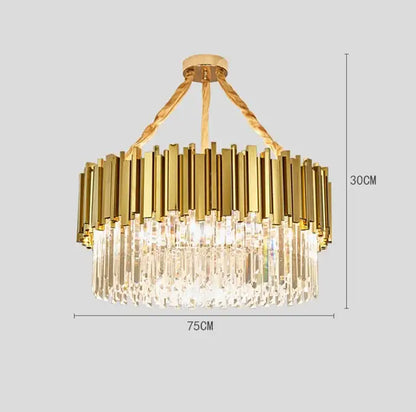 crystal led chandelier gold brass lamp for living room