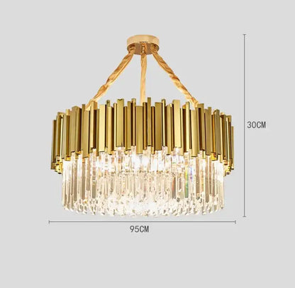crystal led chandelier gold brass lamp for living room