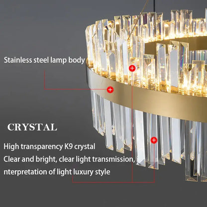 crystal led chandelier gold dining room lighting