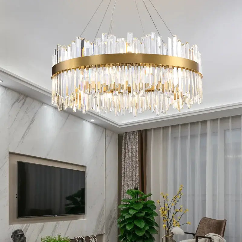 crystal led chandelier gold dining room lighting