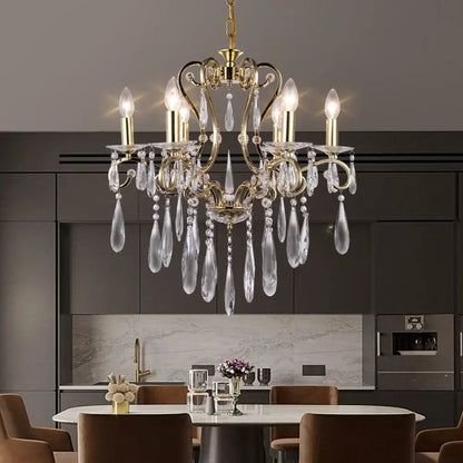 Decorbites crystal led chandelier gold dining room pendant light