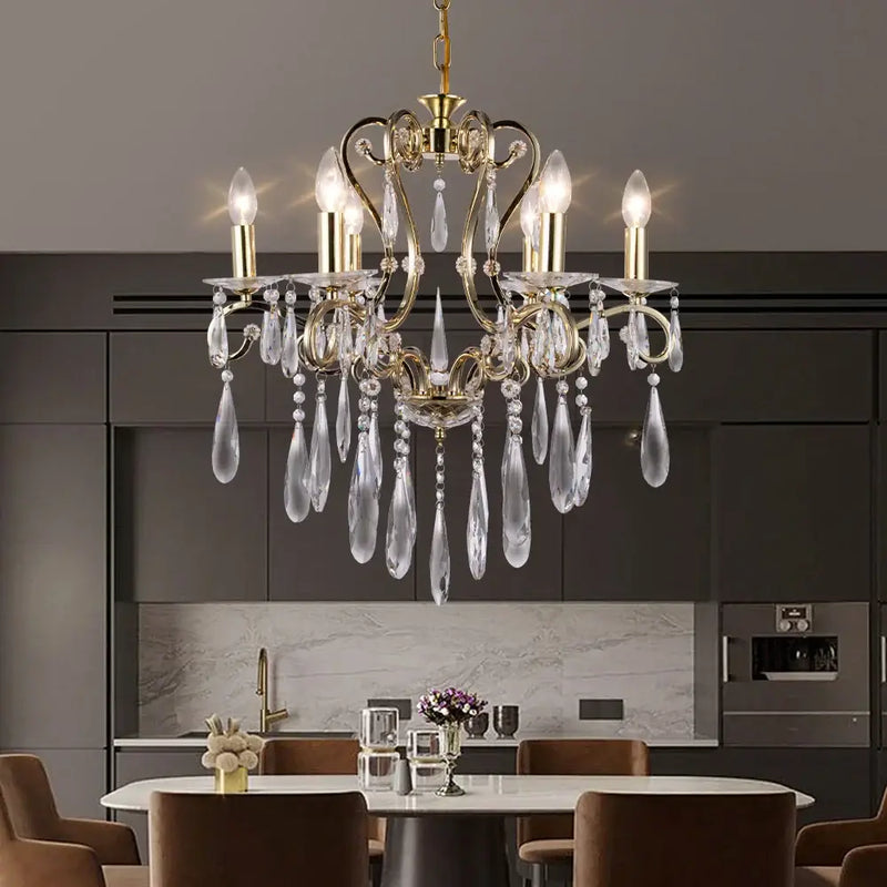 crystal led chandelier gold dining room pendant light