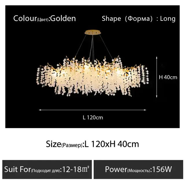 crystal led chandelier gold floral light for dining room