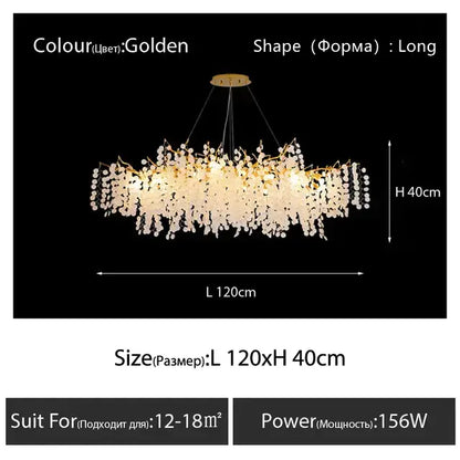 crystal led chandelier gold floral light for dining room
