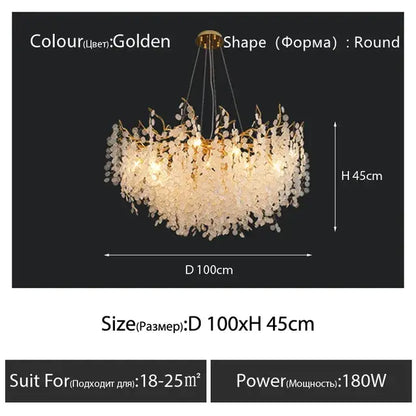 crystal led chandelier gold floral light for dining room