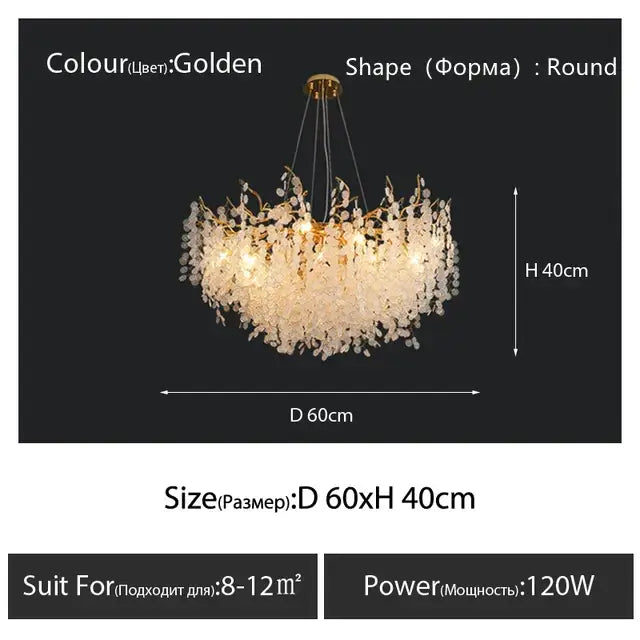 crystal led chandelier gold floral light for dining room