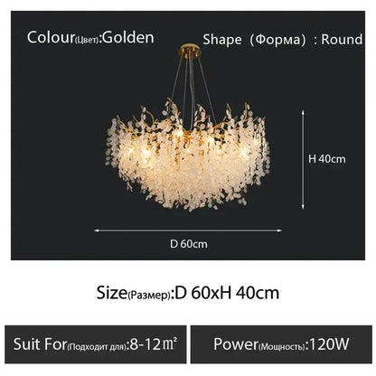 crystal led chandelier gold floral light for dining room