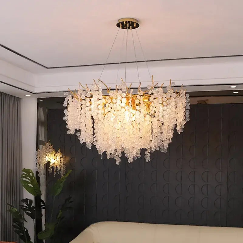 crystal led chandelier gold floral light for dining room