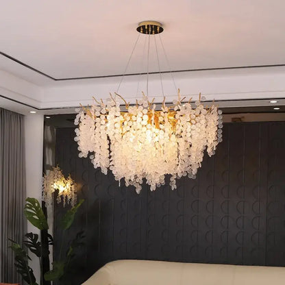 crystal led chandelier gold floral light for dining room