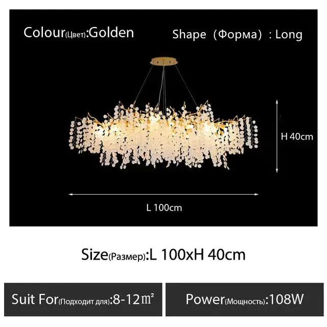 crystal led chandelier gold floral light for dining room