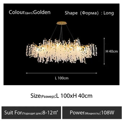 crystal led chandelier gold floral light for dining room