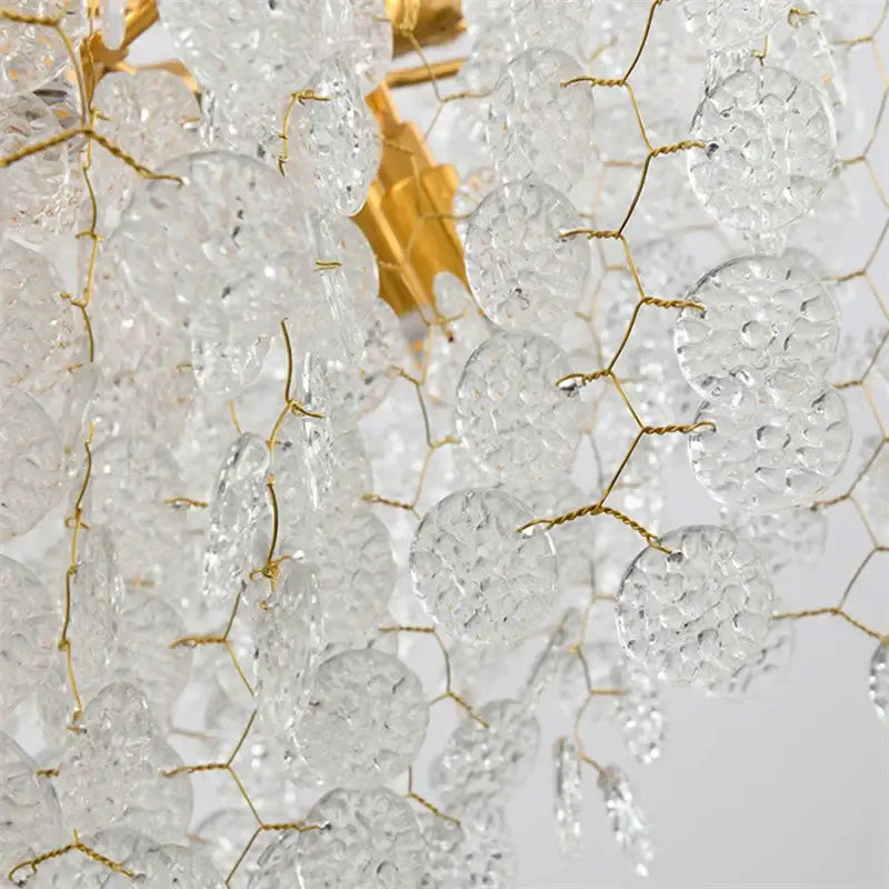 crystal led chandelier gold floral light for dining room