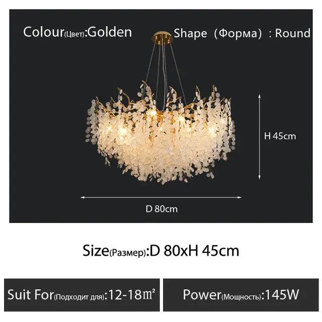 crystal led chandelier gold floral light for dining room