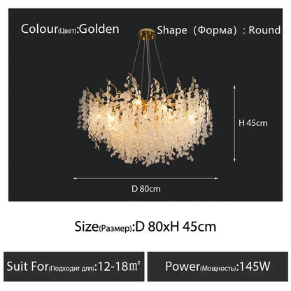 crystal led chandelier gold floral light for dining room