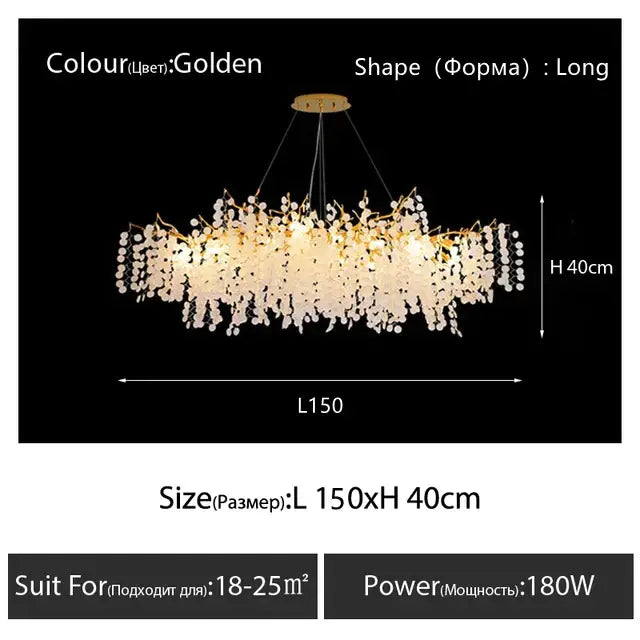 crystal led chandelier gold floral light for dining room