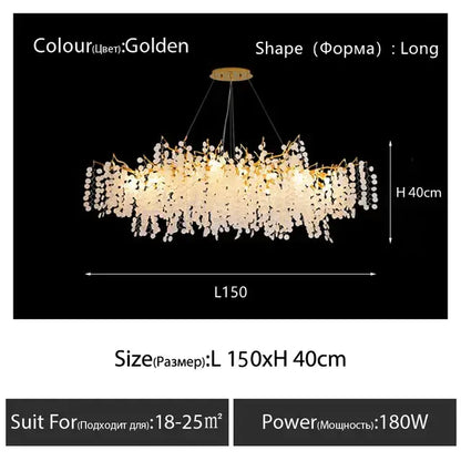 crystal led chandelier gold floral light for dining room