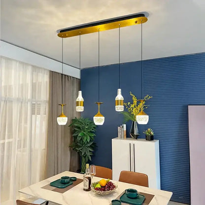 crystal led chandelier gold pendant light dining room