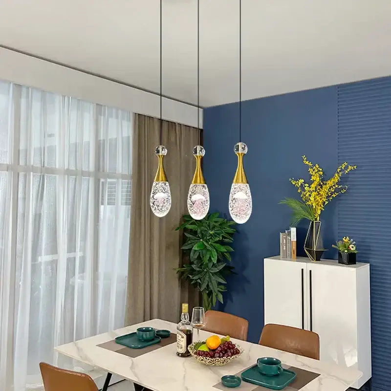crystal led chandelier gold pendant light dining room