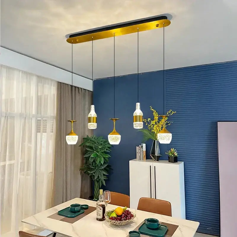 crystal led chandelier gold pendant lights dining room